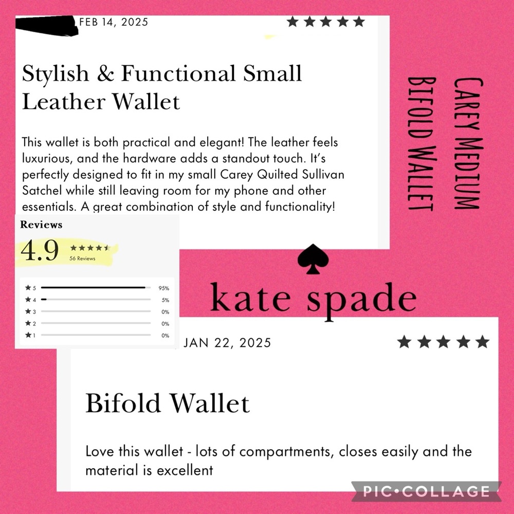 Kate Spade Carey Medium Compact Bifold Wallet Quilted Leather 5.6" x 3.6” x 1.2" - Picture 13 of 15